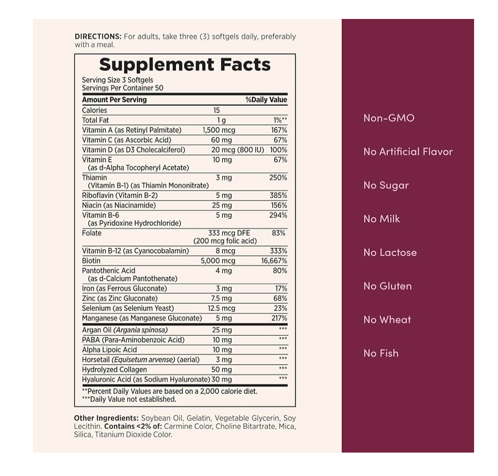Hair, Nails & Skin by Nature’s Bounty 180 Capsules 