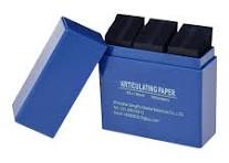 PAPIERS ARTICULES DENTAIRES p:10 : utilisé pour vérifier et ajuster l'occlusion, c'est-à-dire le contact entre les dents supérieures et inférieures