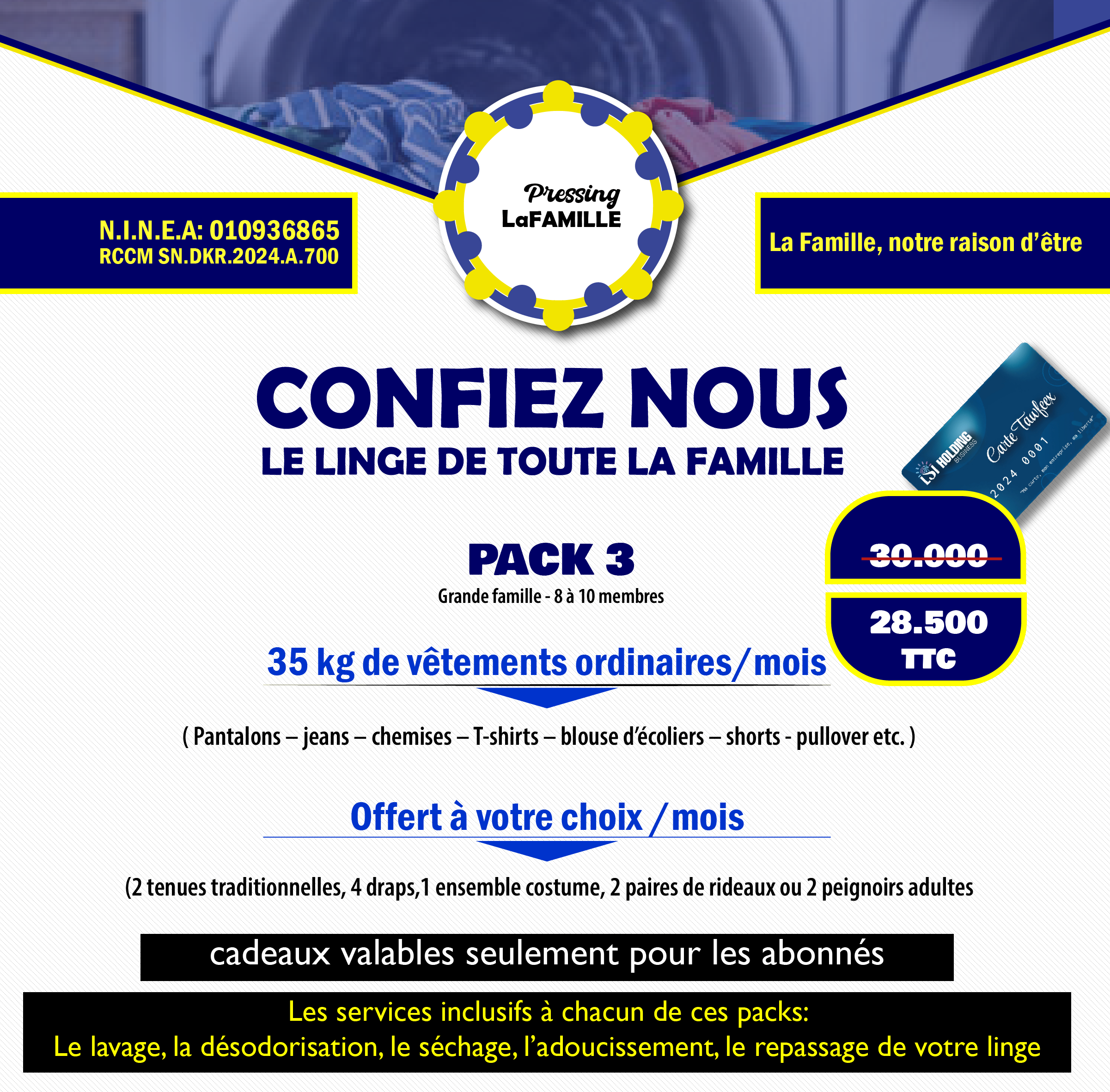 Services de pressing gros linge de famille Package 3