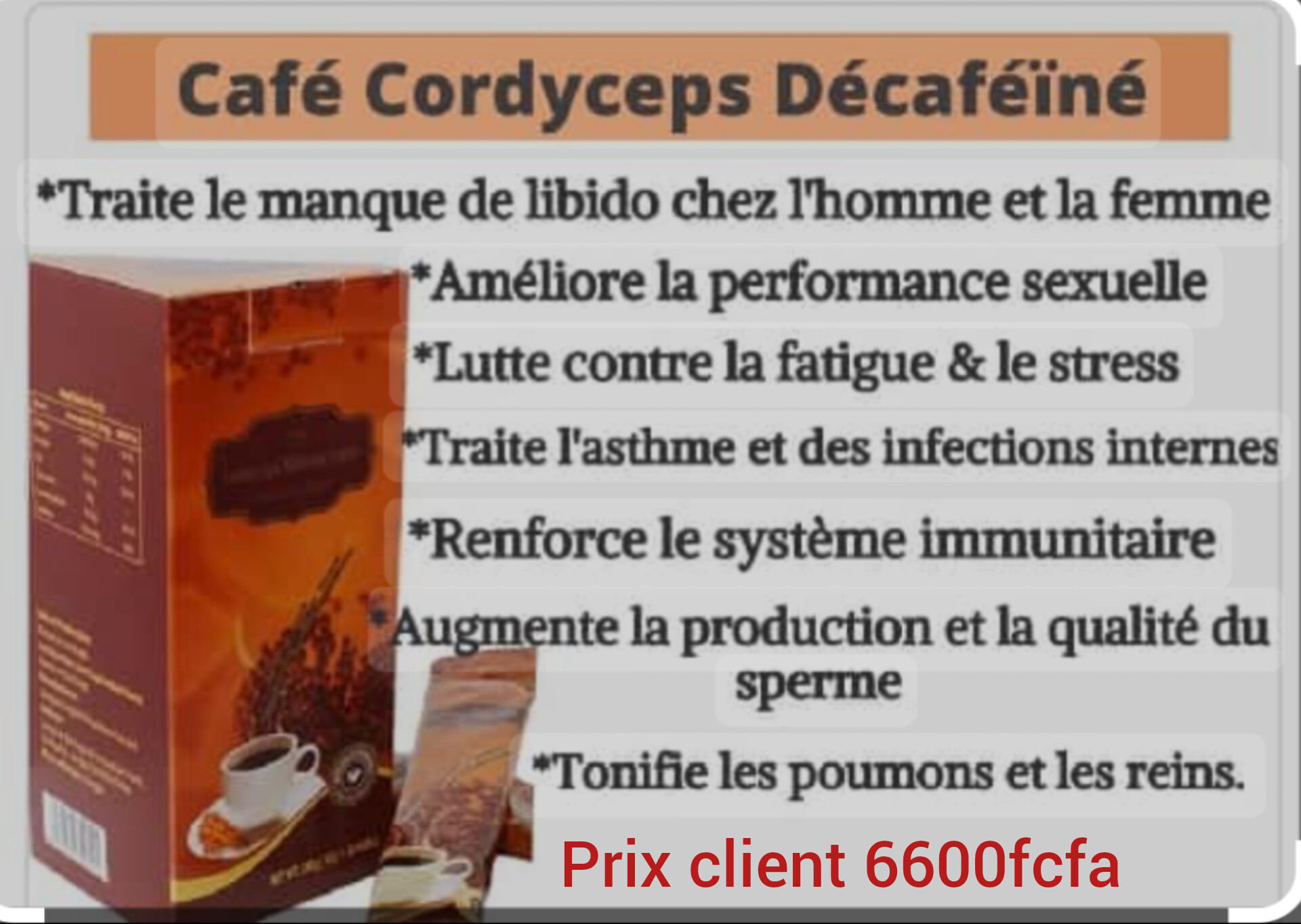 Café décaféiné aux Cordyceps 