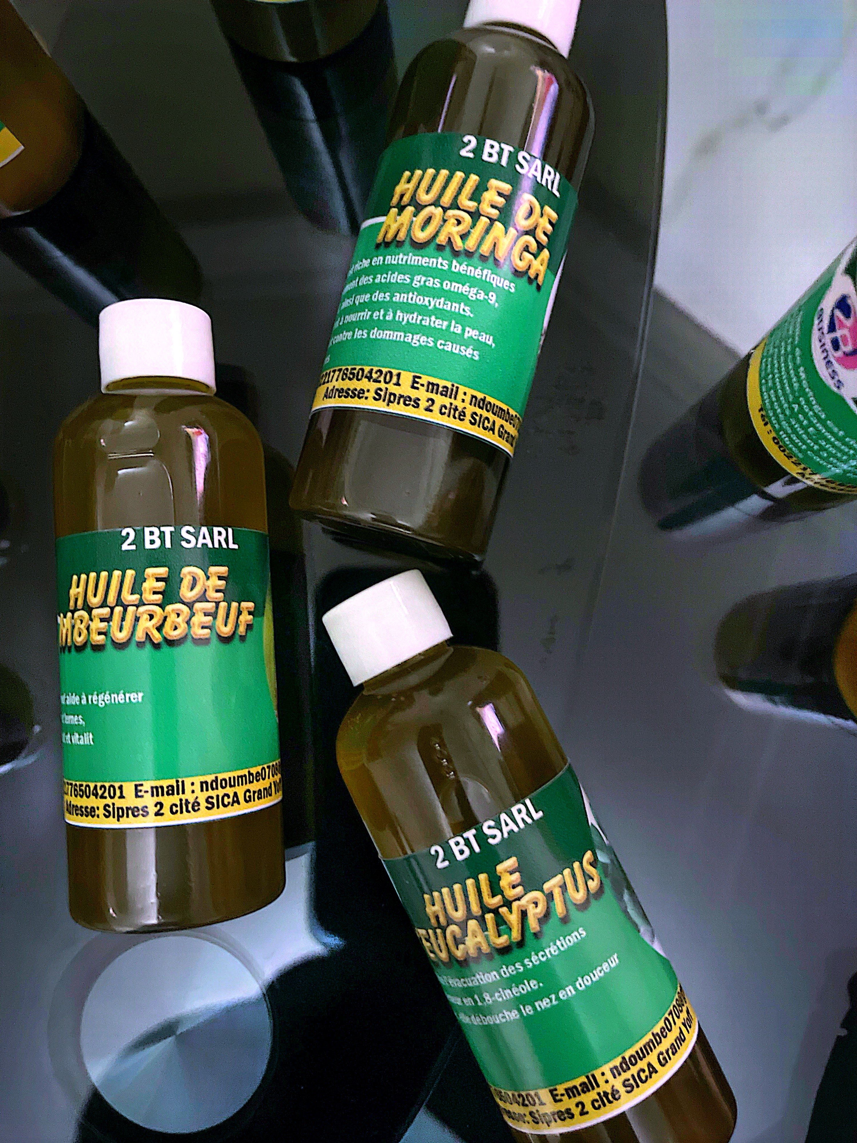 Huiles de Moringa, d’Eucalyptus et de Mbeurbeuf 