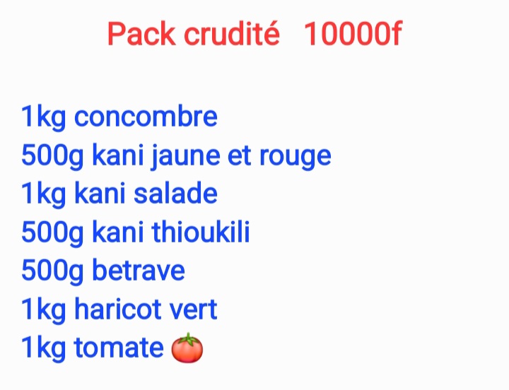  Sac Légumes  crudité 