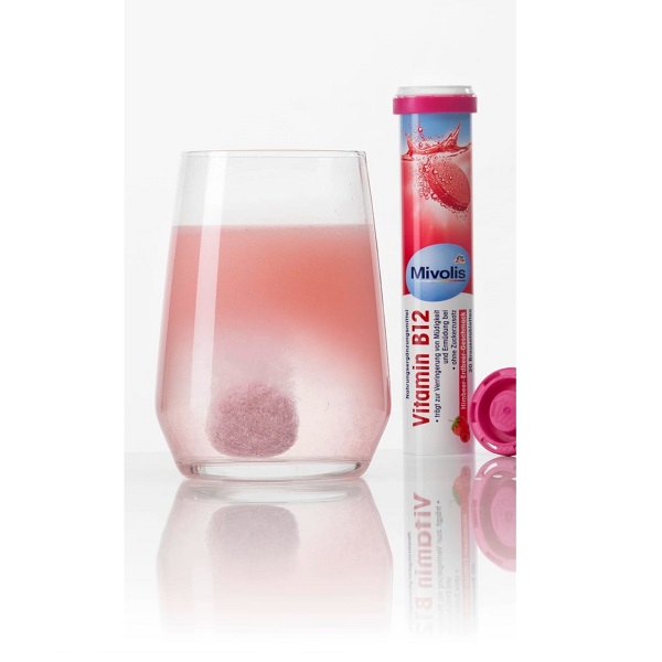 Mivolis Vitamine B12 sans sucre ajouté goût Framboise -fraise